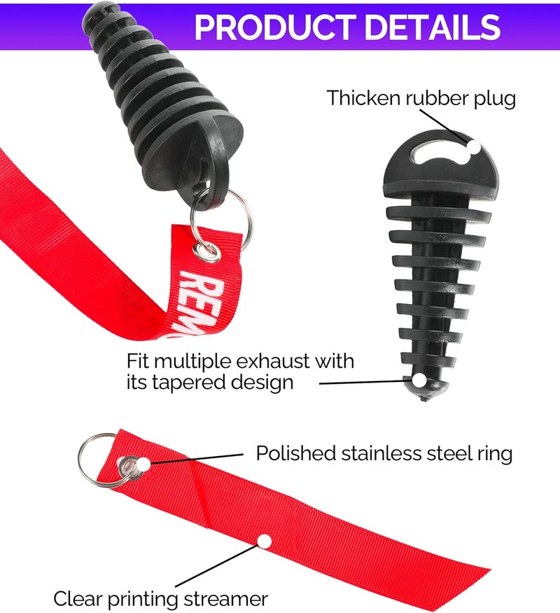 RACOONA 2PCS Muffler Exhaust Wash Plug,Dirt Bike Accessories Muffler Exhaust Tail Pipe Plug,0.6"-1.5"/1.1"-1.8" Wash Plug,Fit for Most Motorcycle Bike 2 Stroke Rubber Exhaust Silencer (0.6"-1.5") - Image 3
